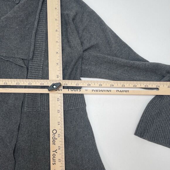Eileen Fisher Sweater‎ Medium Petite Gray Cardigan Open Front Viscose Flowy - Picture 8 of 9